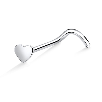 Heart Silver Curved Nose Stud NSKB-140s
